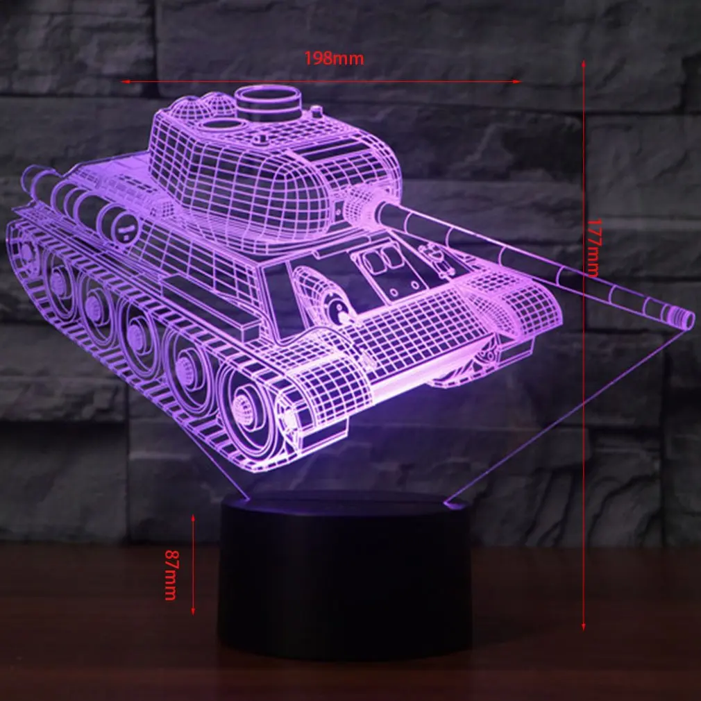 

7 Colors Changing Desk Lamp 3D Lamp LED Night Light Tank Shape Touch Table Lamp Stereoscopic Illumination