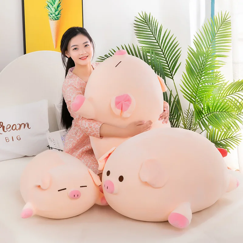 

40-80CM Cartoon Cerdo rosa Pink Balloon Pig Mollusk Crossing Plush Toys Stuffed Pillow Cushion Decoration Holiday Birthday Gifts