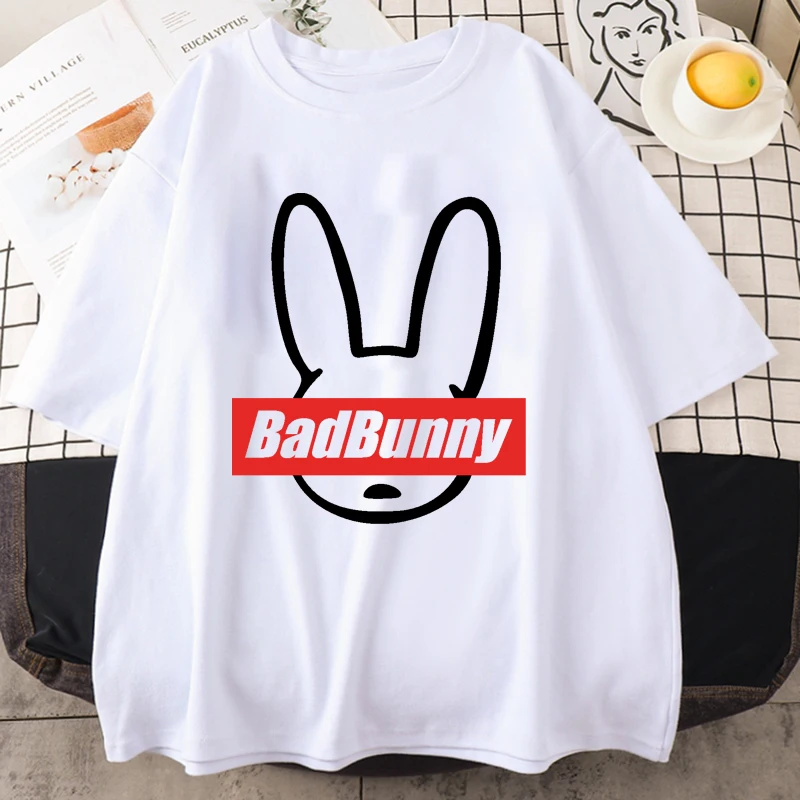 

Bad Bunny Women T-Shirts Harajuku Goth Punk Badbunny Print Short Sleeve Plus Size T Shirt Bad Bunny Female Harajuku Tee Shirt