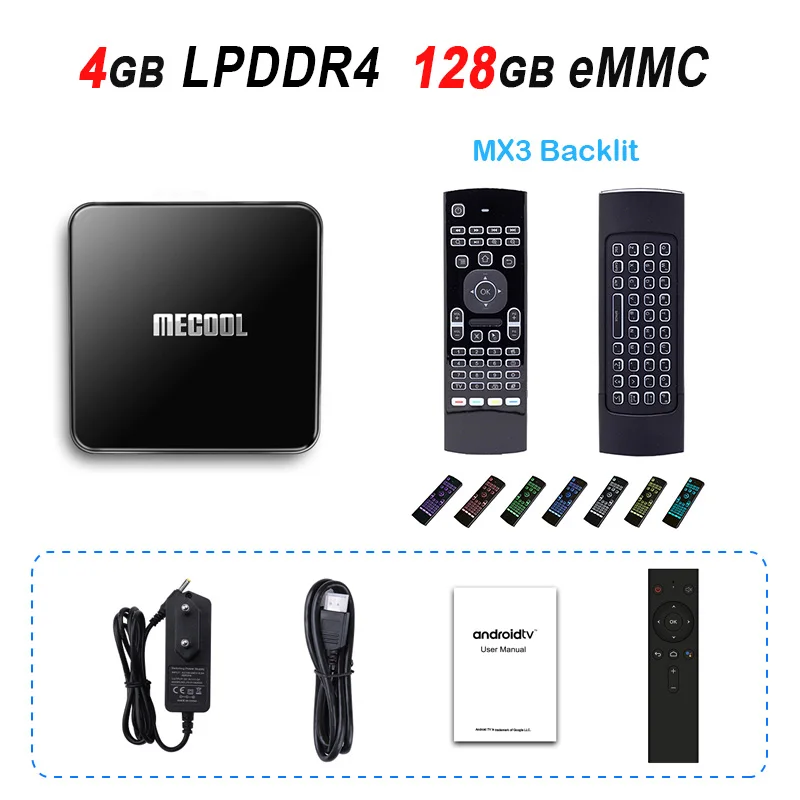 4GB 128GB MX3RGB MECOOL KM3 ТВ редкий Смарт ТВ-бокс Google Сертифицированный Android 9,0 ТВ-приставка 4 Гб LPDDR4 128 ГБ Amlogic S905X2 2,4G 5G двойной Wifi BT4.0 4K - Цвет: 4GB 128GB MX3RGB