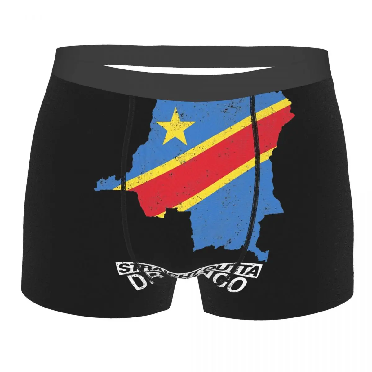 

Мужские трусы-боксеры прямого покроя из Демократической Республики Конго (ДРК), с картой страны и флагом, R300, новинка, эластичные штаны для мужчин