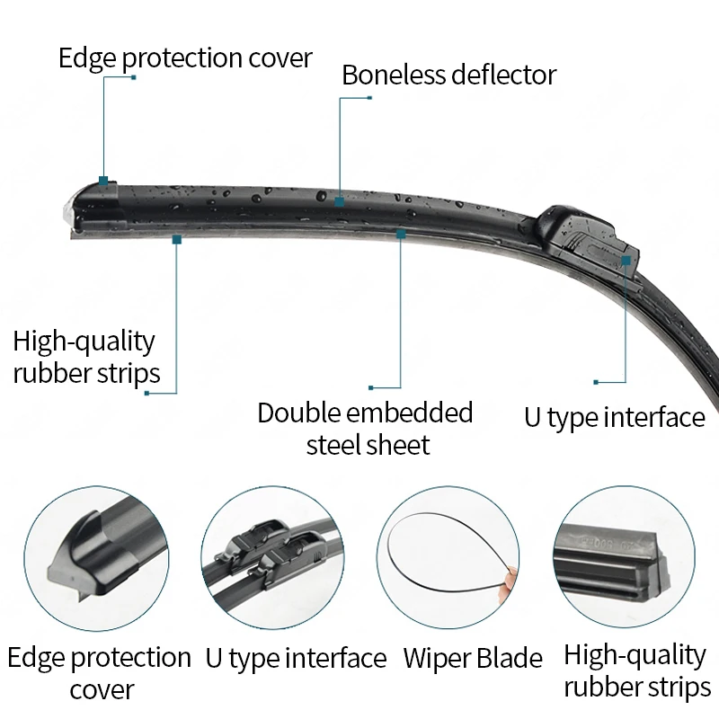 Универсальная u-образная мягкая резиновая полоса Автомобильная щетка