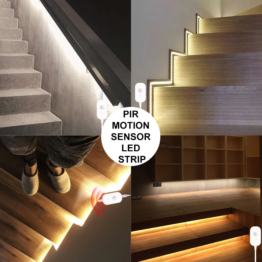 

PIR Cabinet Light Strip Led Wall Light Dressing Table Mirror Backlight Lamp For Kitchen Bedroom 1/2/3/4/5M Night Lamp Decoration