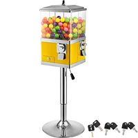 vevor gumball machine with stand quarter candy dispenser rotatable four compartments square vending machine adjustable wheels