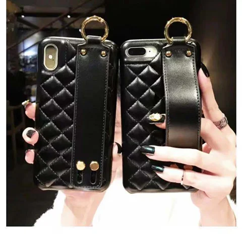 

Custom Luxury Brand Diamond Leather Wrist Phone Case for IPhone 11 12 Pro Max Mini XS XR X 8 7 Plus SE 2020 SE2 Back Cover