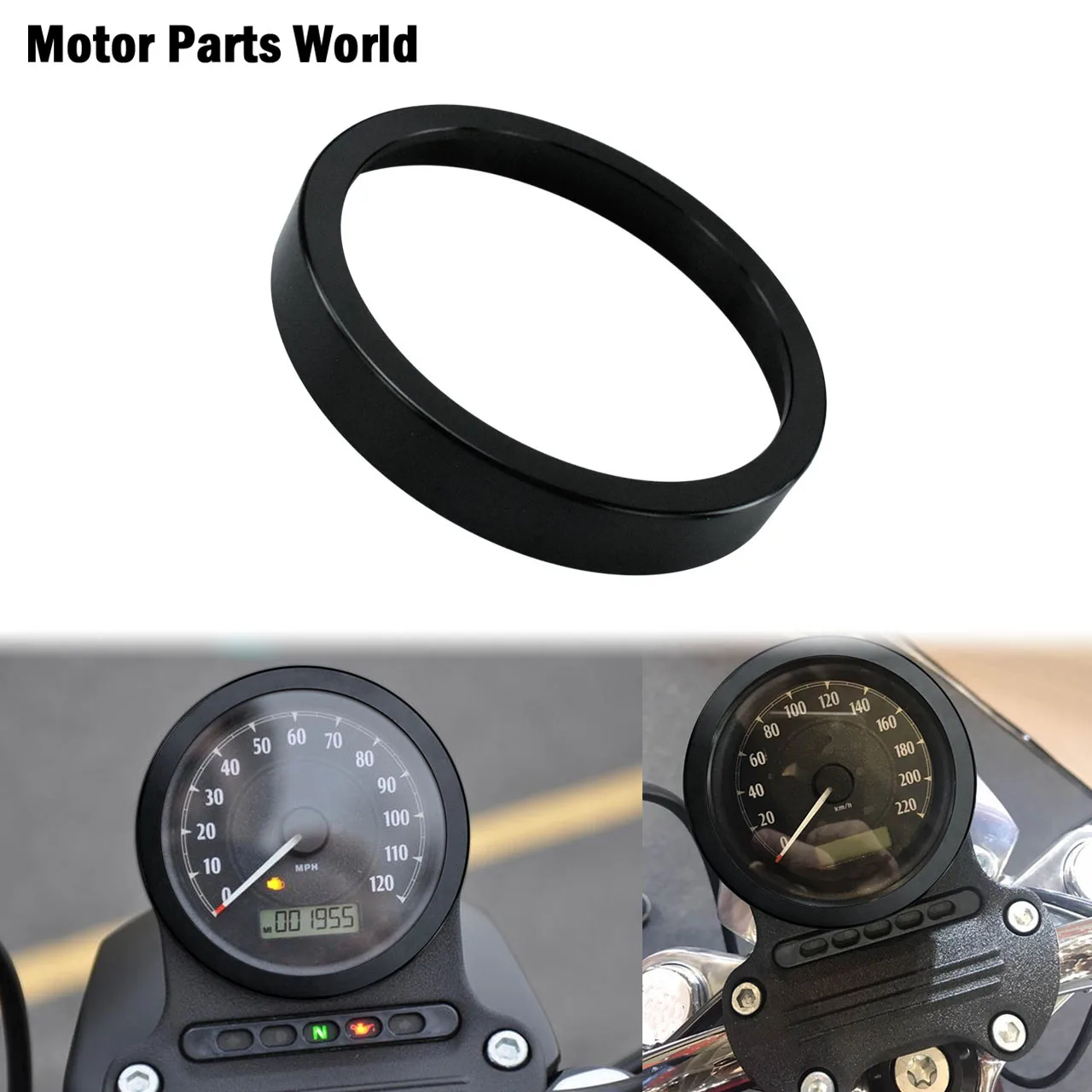 1Pc Motorcycle Black Speedometer Ring Trim Bezel Cover CNC Cut For Harley Dyna Stree Bob Low Rider Sportster XL883 1200