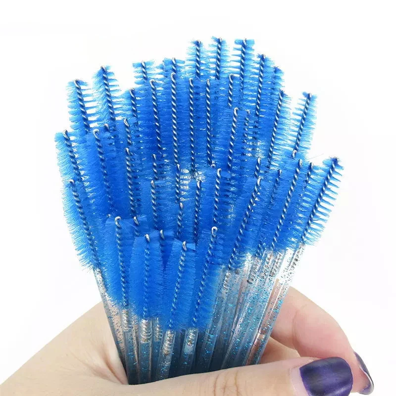 

Good Quality Disposable 50 Pcs/Pack Crystal Makeup Brush Diamond Handle Mascara Wands Eyelash Extension Tool