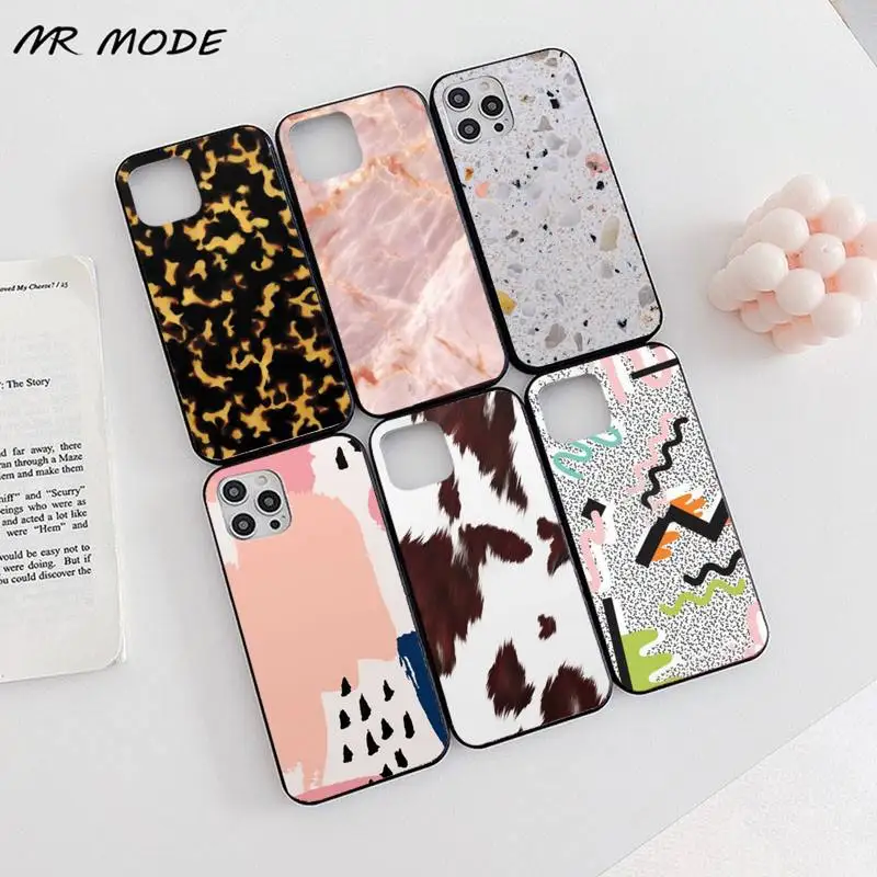 

Uniqfind design Trend Marbling Phone Case for iPhone 11 12 pro XS MAX 8 7 6 6S Plus X 5S SE 2020 XR Soft mobile bags