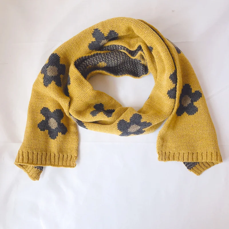 Детский шарф Зимний вязаный кашемировый теплый женский детский снуд цветочный |