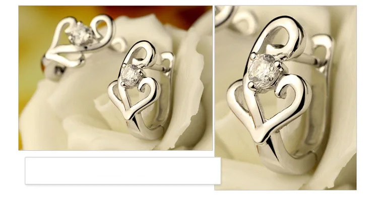 Модные женские серьги гвоздики инкрустированные кристаллами с двойным сердцем