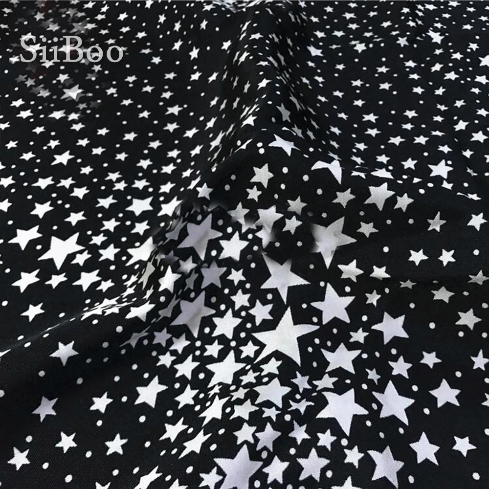 Жаккардовая парча в американском стиле черно-белая со звездами ткань для платья