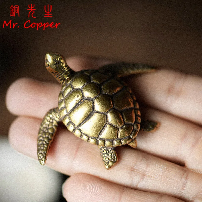 

Retro Brass Sea Turtle Home Decor Ornaments Solid Copper Antique Animal Miniatures Figurines Crafts Office Desktop Decorations