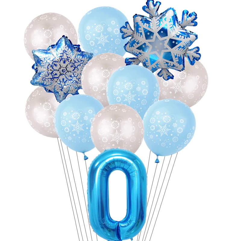 

New Year Christmas Snowflake blue Number Balloon Set Baby Shower birthday Party Supplies Wedding Halloween Decorations