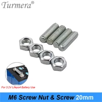 turmera m6 screw and screw nut 20mm length for 3 2v lifepo4 battery 20ah 90ah 100ah 200ah 280ah 310ah connect with busbars use a
