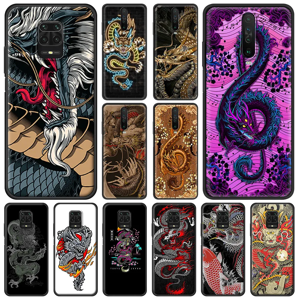 

DRAGON TATTOO Fashion Luxury Phone Case For Xiaomi Redmi Note 9S 9 8 10 Pro 7 8T 9C 9A 8A K40 Poco X3 NFC M3 Soft Silicone Cover