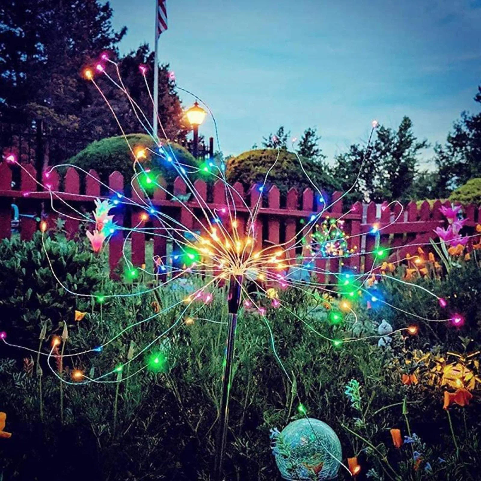 

Solar Powered Outdoor Firework Lights Dandelion String Light Ground Plug Copper Wire Lamp Garden Lights Decoration Lights