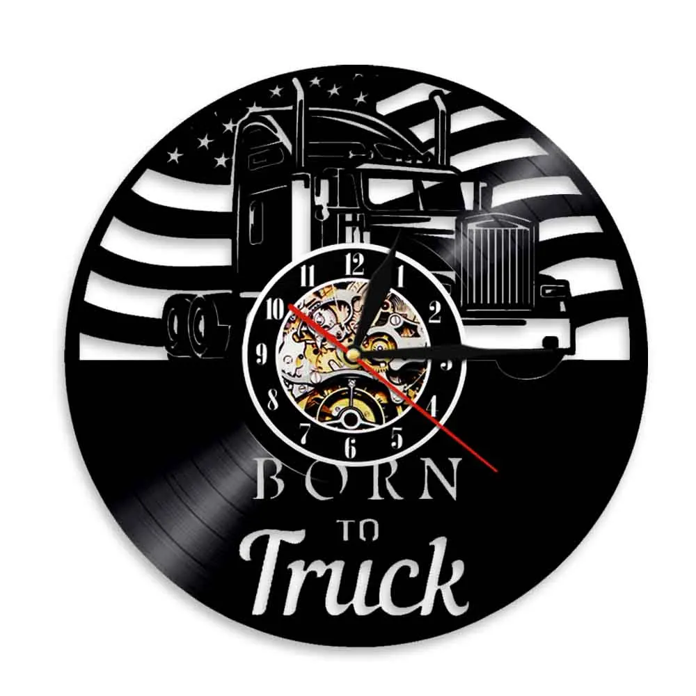 Born To Truck Vinyl Record Wall Clock Pickup Truck Crash Car Freestyle Perfect Art Decorate Home UNIQUE GIFT Idea For Him