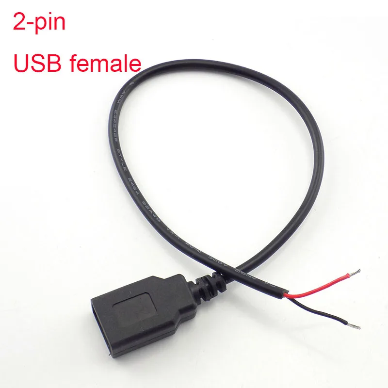 0,3 м/1 м/2 м Питание кабель 2 Pin USB 2,0 Женский Мужской 4 контактный провод Jack Зарядное устройство зарядный шнур переходник с удлинителем DIY 5V линии - Цвет: USB female 2pin