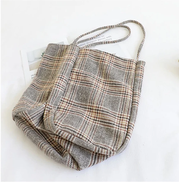 Большая Классическая клетчатая сумка-тоут школьная вместительная сумка для