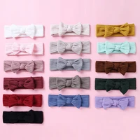 girls knitted headwrap turban elastic hair band baby headband solid color infant big bow hairband soft kids hair accessories