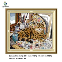cat and oil painting cross stitch 11ct 14ct cross stitch kits set for embroidery cross cross stitch for needlework