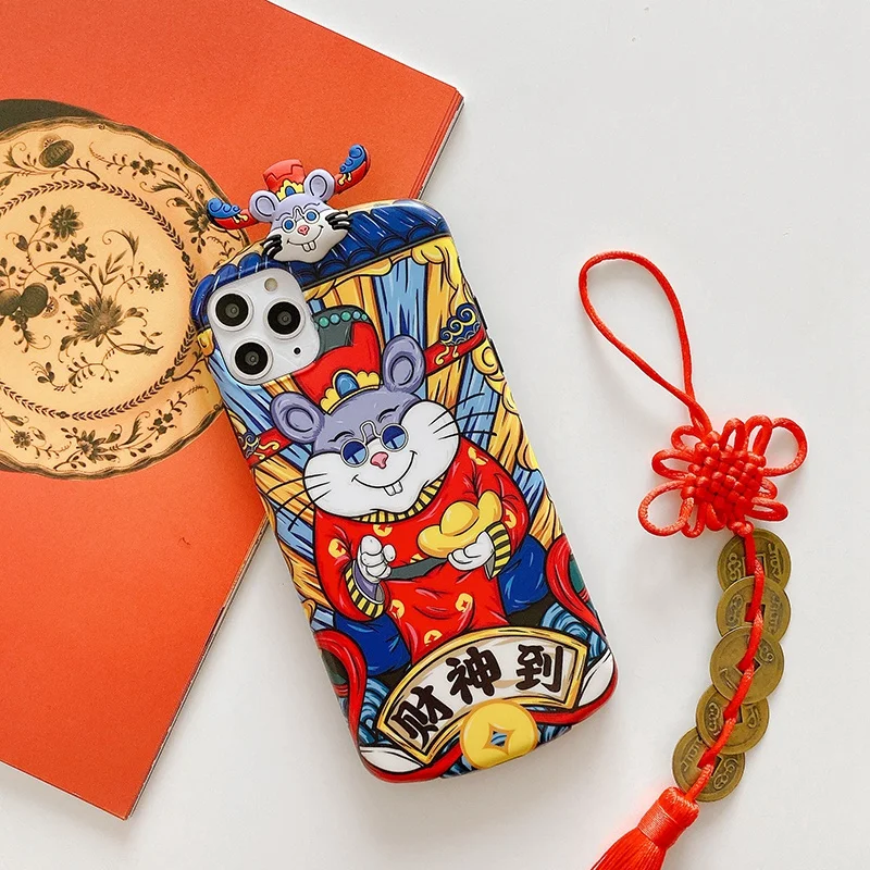 Chinese Style New Year Mobile Phone Case For iPhone 11 Pro X XR XS MAX 7 8 Plus Back Cover Mouse Doll Silicone Soft Fundas |