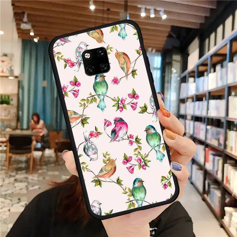 

Hand-painted flowers bird Phone Case For Huawei Mate 9 10 20 Pro lite 20x nova 3e P10 plus P20 Pro Honor10 lite