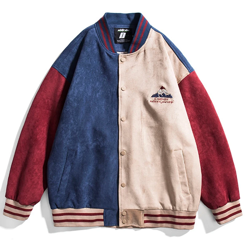 

Retro Patchwork Oversized Loose Baseball Jacket Men New Spring Embroidery Women's Men's Bomber Jacket Unisex Couple Varsity