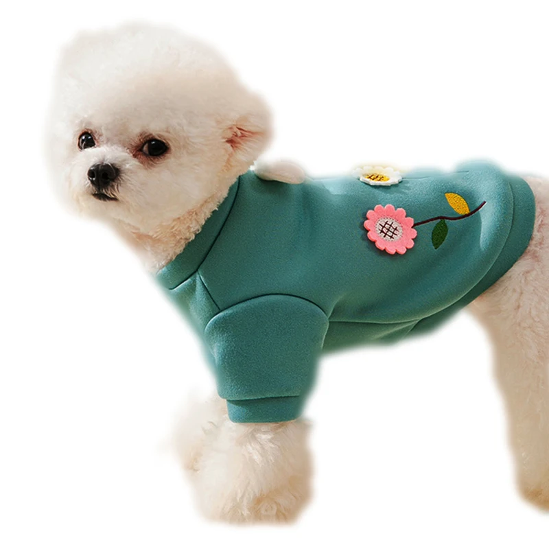 

Pet Clothes New Puppy Dog Autumn Sweater Sunflower Flower Two-Legged Clothes Cat Small and Medium-Sized Dog Autumn and Winter