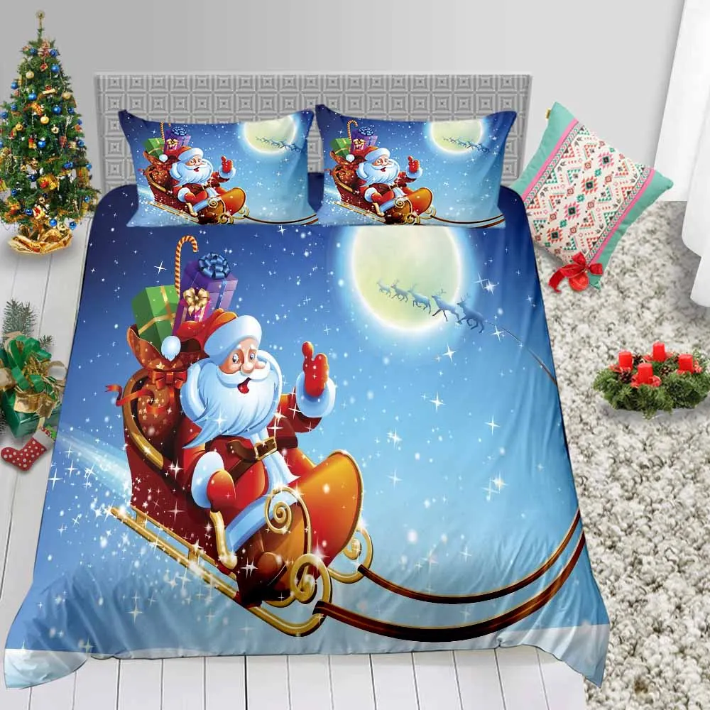 

Рождественский Комплект постельного белья 3D, пододеяльник, мягкие дышащие одеяла, чехлы для мальчиков и девочек, украшения для комнаты, Ком...