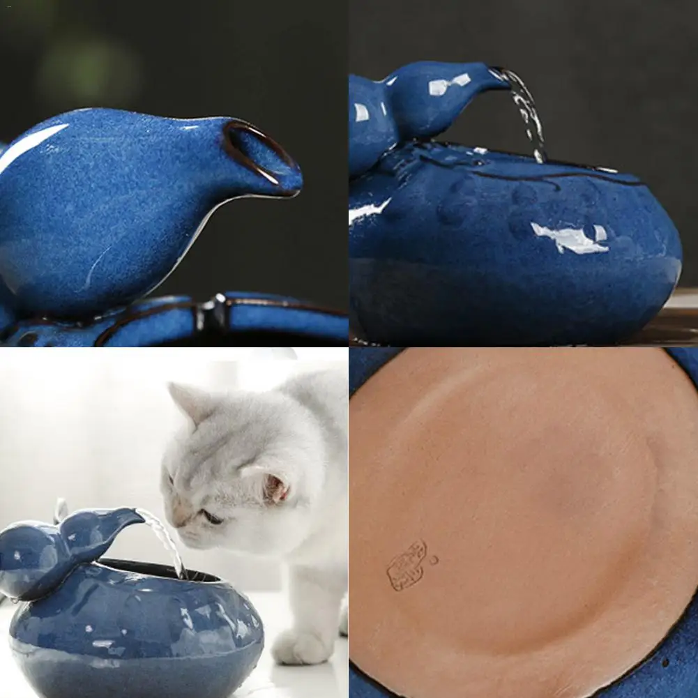 

Smart Pet Cat Ceramic Water Dispenser Automatic Water Feeder Circulating Water Drinking Fountain 3D Water Basin USB Charger