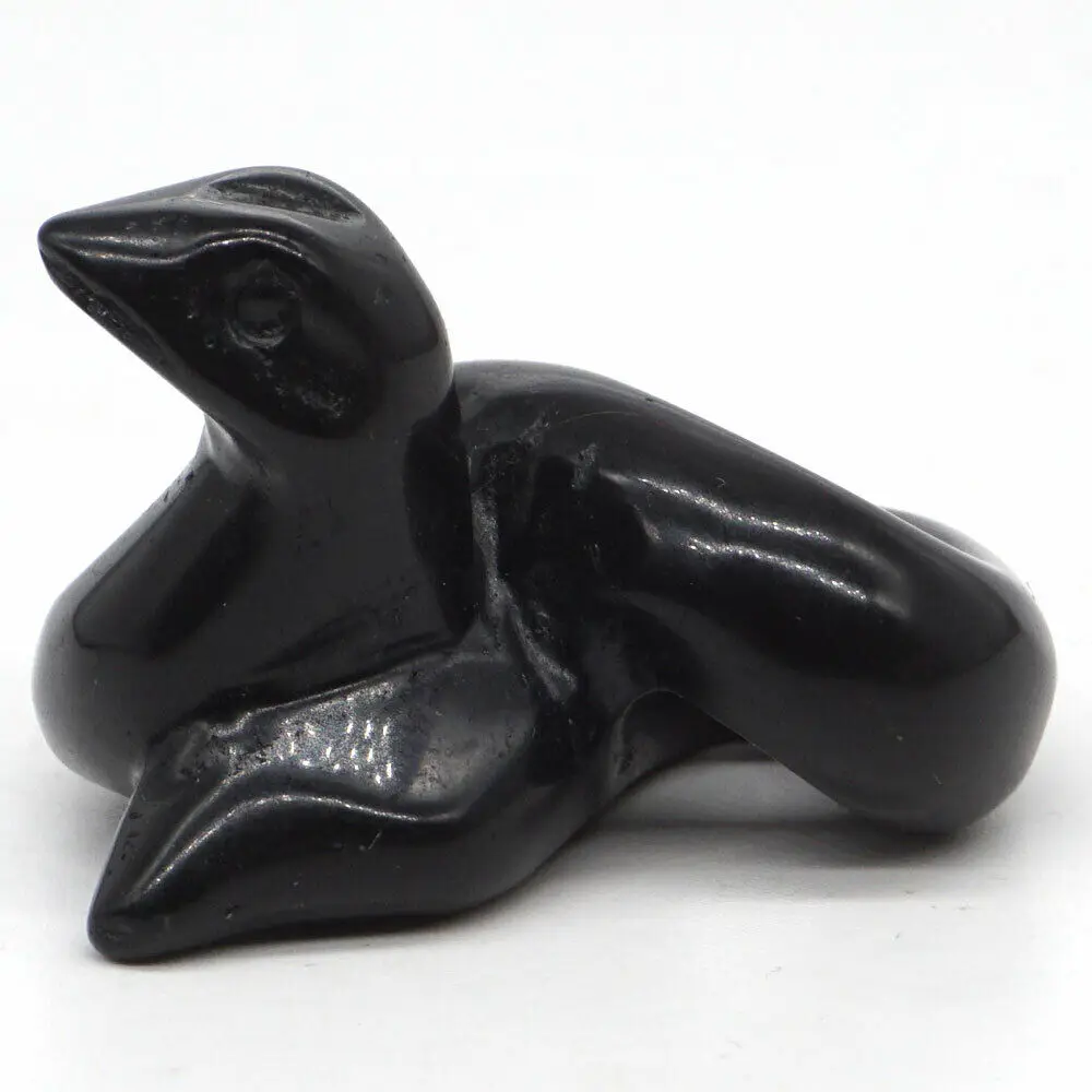 2-Дюймовая фигурка змеи натуральный камень черный обсидиановый кристалл