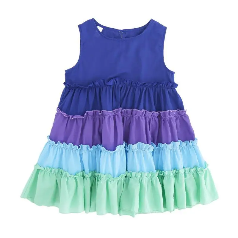 

summer girls dress Children's rainbow gradient dress mid-length baby vest dresser girls clothes kids clothes girls dress