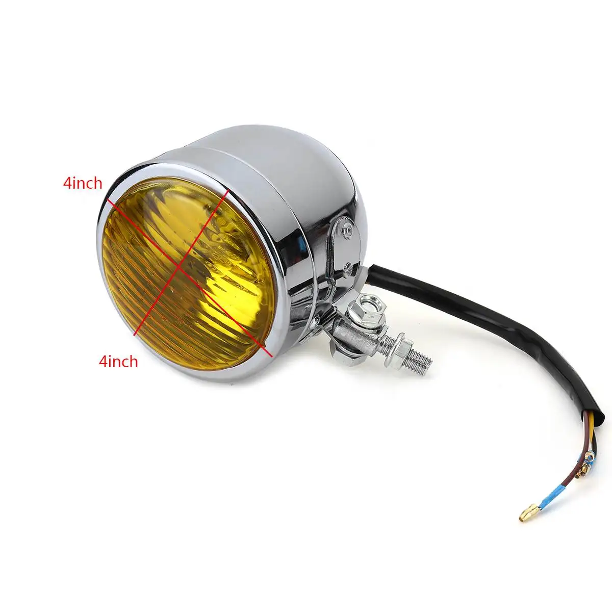 

4 inch LED Motorcycle Headlight Universal Retro Metal Round Head Light Amber Waterproof Front Spotlight for Dirt Bike Scooter