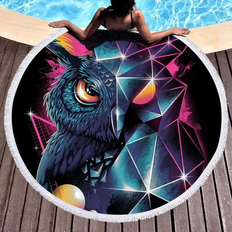 

Creative owl Round beach towel Pareo beach luxury beach towel Microfiber towel Towel Towel beach Beach mat beach towel For home