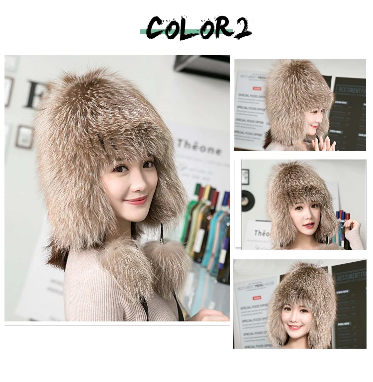 ZDFURS* шапка из лисьего меха женская зимняя корейская мода утолщенная теплая большая шапка, закрывающая уши меховые женские шляпы Lei Feng