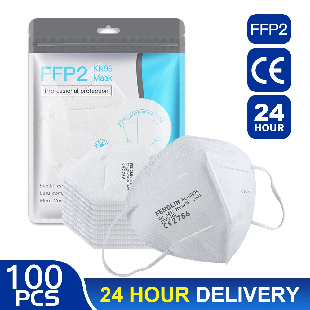 100 шт. FFP2 маска пятислойная защитная Водонепроницаемый анти Анти пыль дымка
