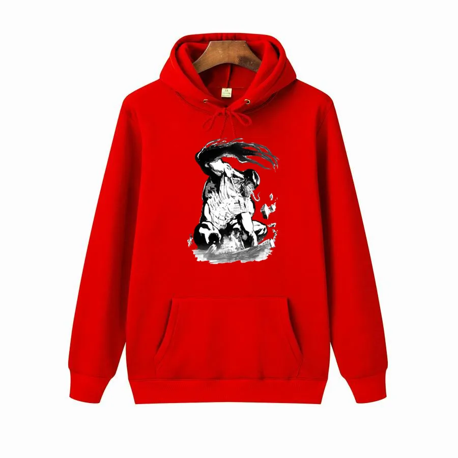 Толстовка мужская зимняя однотонная с длинным рукавом и капюшоном|Мужские