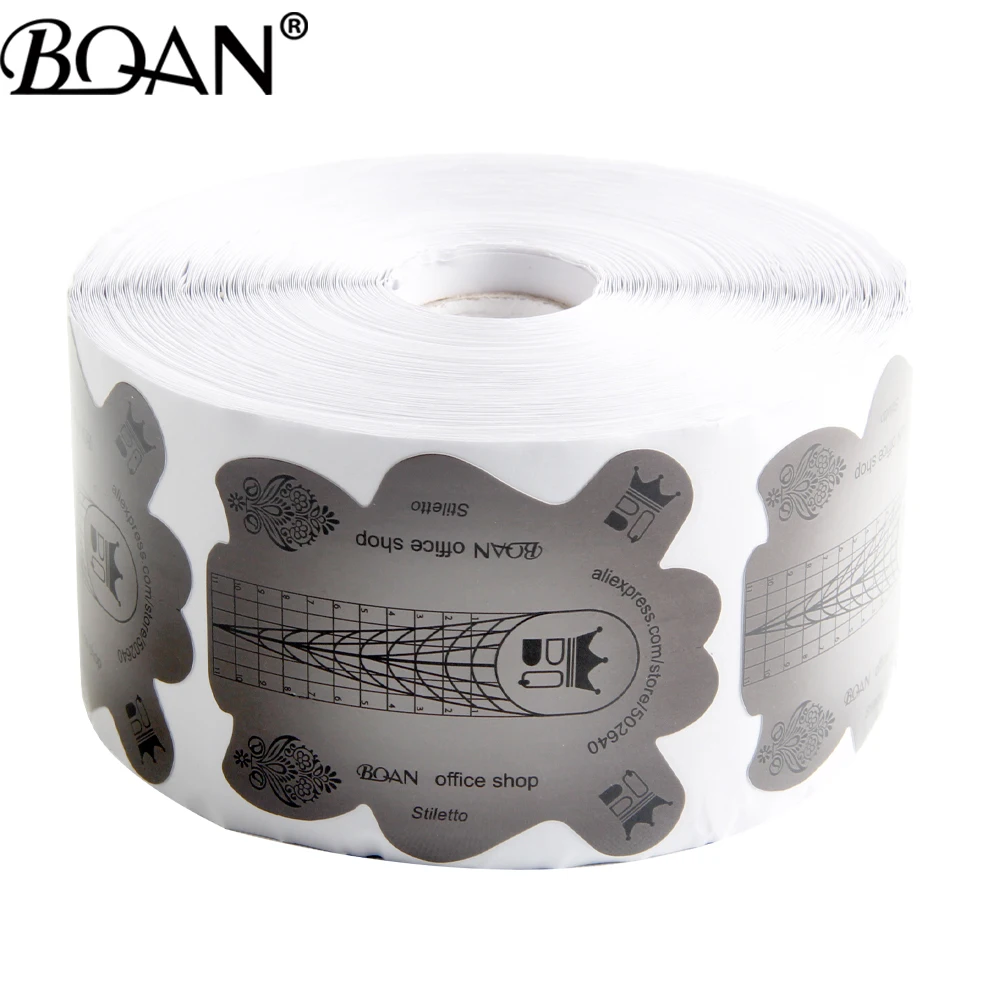 

BQAN 100/500Pcs Square/Rhombus/Stiletto Shape Self Adhesive Nail Form Stickers for Gel Acrylic Nail Tips Extension Acrylic Curve