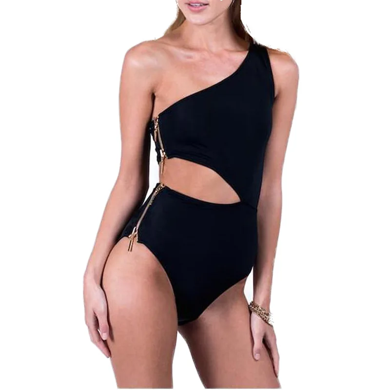 

Hot sexy bikini zipper design one shoulder wetsuit