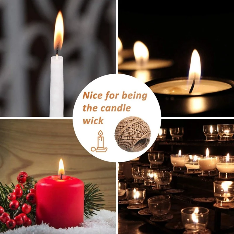 

3 Rolls(1mm x 200Ft)Organic Hemp Wick Candle Hemp Wick with Natural Beeswax Coating for Candle Making and Lighting