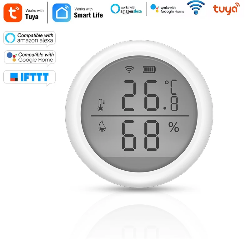 

Датчик температуры и влажности Tuya, Wi-Fi, гигрометр, термометр, детектор, поддержка Alexa, Google Home, Smart Life, без концентратора