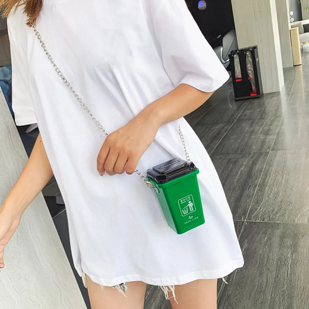 Индивидуальная сумка для мусора, женская сумка на плечо, креативная сумка через плечо, женская сумка на цепочке с объемными мусорными баками, сумки-мессенджеры, женская сумка