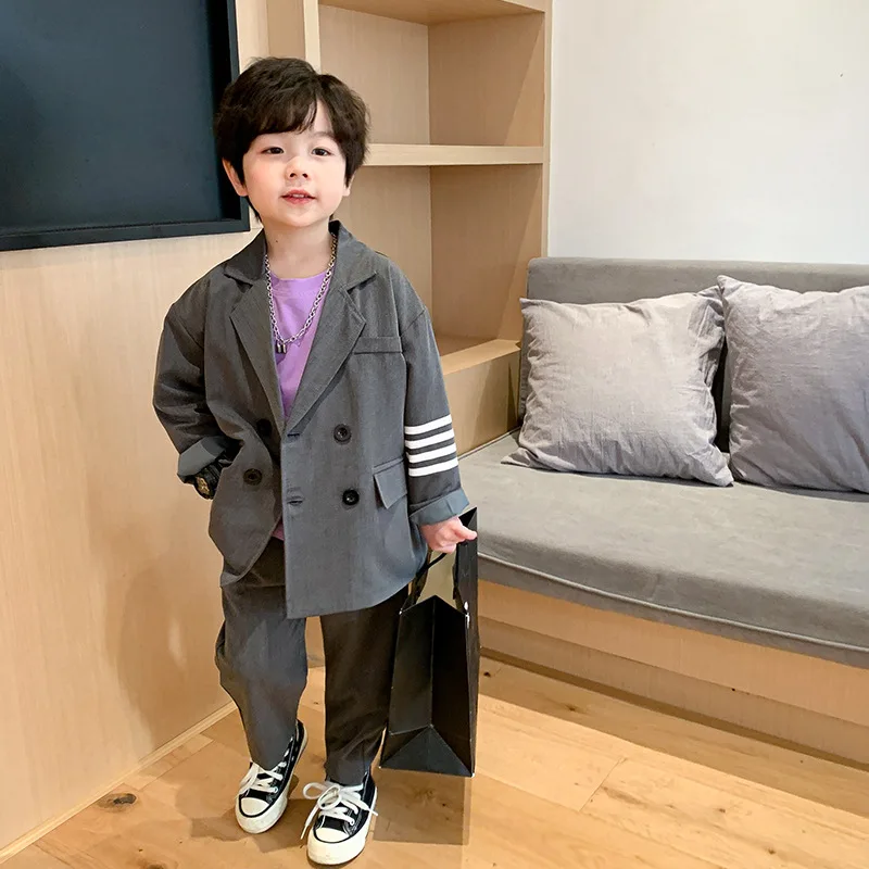 

2021 Fashion Spring Summer Children's Clothes Suit Baby Boys Coat + Pants 2pcs/Set Kids Teenage Top School Beach Boy Clothing