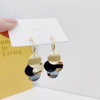 ydl 14k real gold plating metal earrings round charm for women temperament ear stud 2021 trend both wear new earrings jewelry