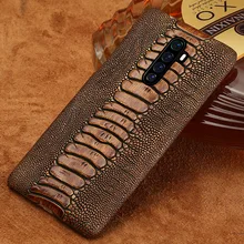 Genuine Leather Ostrich Grain Case for Realme 7 Pro X50 X7 Pro XT GT 5 X2 6 8 Pro C3 Cover For OPPO A9 Reno 5 4 2 Find X2 X3 Pro