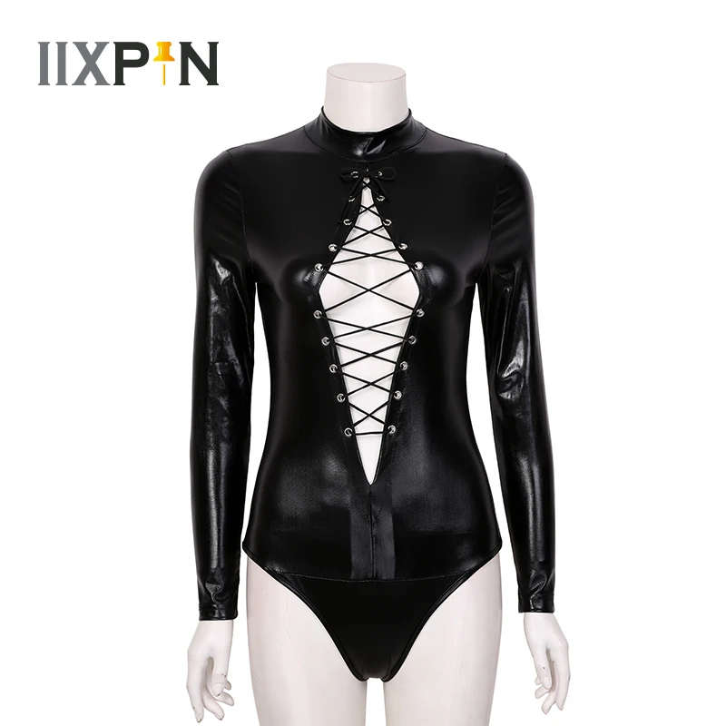 Женское блестящее боди костюм для танца на шесте цельное металлическое нижнее