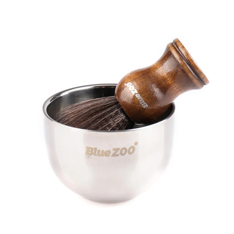 

Blue ZOO Shaving Brush Beard Shaper Stainless Steel Shaving Bowl Tool Set Barber Shop Beard Brush Men Original Gifts Razor Blade