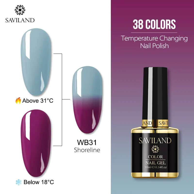 10ml WB31 Saviland 15 мл Хамелеон цвета УФ Гель-лак для ногтей изменение температуры Цвет гель лак термо Полупостоянный Лаки лак для ногтей - Цвет: 10ml WB31