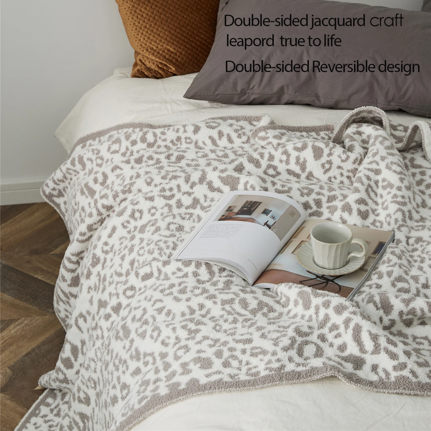 Трикотажное зимнее теплое покрывало для взрослых из искусственного меха и